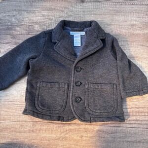 Janie and Jack Gray Jacket‎ Size 3-6M Button Front Soft Lined Blazer Style Coat